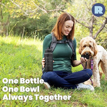 Load image into Gallery viewer, Dog Water Bottle for Dog Lovers - 32 oz Stainless Steel Double Wall Insulated Water Bottle with 8 oz Detachable Bowl on Bottom- Doggy Lover Gift for Hiking, Walks, Travel - “Favorite People” Black
