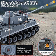 Load image into Gallery viewer, Supdex 1:18 RC Tank That Shoot BBS, 2.4G WW2 German Tiger I Remote Control Tank Model Toys, Army Toy with Smoke
