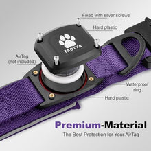 Load image into Gallery viewer, 2026 Upgrade Dog Collar with IPX8 Waterproof AirTag Holder,Military Tactical Comfortable Control Handle and Ultra-Durable Metal Buckle/Night Reflective,GPS Collar for Medium to Large Dog（Purple/M）
