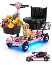 Load image into Gallery viewer, Ecomobi Light Weight Mobility Scooter for Seniors &amp; Adults, 12–30 Mile Range, Foldable Airline Approved Portable 4 Wheel Motorized Scooter with Removable Lithium Battery, 300 lb Capacity, MS01F Pink
