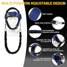 Load image into Gallery viewer, Fitness Neck Head Harness Trainer, Adjustable Chin Workout Strap and Head Harness Strength with 30 Lb Resistance Bands, Neoprene Neck Workout Exerciser for Weight Lifting, Home and Gym Equipment, Blue

