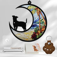 Load image into Gallery viewer, PawSailor Dog Memorial Suncatcher, Memorial Gifts with Sympathy Card &amp; Dog Fur Storage Keychain, Moon Design Gift for Loss of Pet (Coast)
