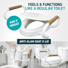 Load image into Gallery viewer, Lunderg Raised Toilet Seat with Handles - Elongated - Easy to Install Toilet Seat Risers for Seniors
