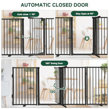 Load image into Gallery viewer, Snagle Paw Full Metal Freestanding Dog Gate with Door, 120” W x 32” H Pet Gate with Support Feet for Doorways, Stairs and Hallways, Portable Dog Fence for Indoor Use (32" 6 Panel, Black)
