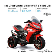 Load image into Gallery viewer, Boys Girls Electric Toy Motorcycle - Rechargeable Battery, Light-up Wheels, Great Gift for Kids (Red + Plastic + 50-99 lbs)
