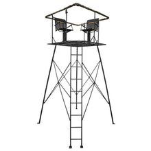 Load image into Gallery viewer, Muddy 12' Quad Pod - 57" L x 57" W Durable Steel 500 Pound Capacity Hunting Outdoor Platform with Full-Surround Shooting Rail &amp; 2 Flex-Tek Seats, Blind Kit Not Included
