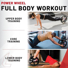 Load image into Gallery viewer, Lifeline Fitness Power Wheel Full Body Workout Ab Roller, Functional Full Body Ab Roller Wheel, Upper/Lower Body Workout, Home Workout Equipment with Foot Straps
