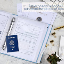 Load image into Gallery viewer, XKDOUS Important Document Organizer Emergency Binder Life Organizer Folio Folders with 9 Pockets Expanding File Storage Holder for Papers, Letters, Cards, Bills, Passports, Photos
