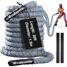 Load image into Gallery viewer, Brobantle Battle Rope 1.5 Inch Diameter,Gray 30FT Exercise Workout Ropes for Home Gym Heavy Weighted Training Rope for Working Out
