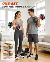 Load image into Gallery viewer, Rendpas Adjustable Dumbbells Set of 2, Select Weight Dumbbell Set, 5 in 1 Free Dumbbell Set with Anti-Slip Texture Handle, Weight Set For Home Gym Suit both Men and Women
