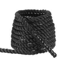 Load image into Gallery viewer, MECCANIXITY Battle Rope 20ft x 1 Inch Polyester Workout Rope Heavy Fitness Exercise Rope for Strength Training Home Gym Muscle Building, Black
