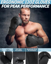 Load image into Gallery viewer, ASBRAVO Punching Bag for Adults, 4ft PU Heavy Boxing Bag Set 12OZ Gloves for MMA Muay Thai Kickboxing Training Home Gym, Martial Art (Unfilled)-Black
