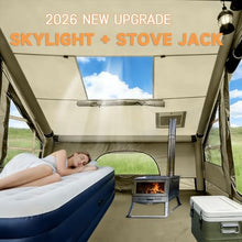 Load image into Gallery viewer, Inflatable Tents for Camping, 4-6 Person Easy Blow Up Tent with Hand Pump,4 Seasons Waterproof Air Inflatable Camping Tent,Hot Tent with Skylight and Stove Jack for Family Camping,Green
