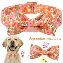 Load image into Gallery viewer, ARING PET Fall Dog Collar with Bow, Cute Daisy Floral Pet Collars with Quick Release Buckle for Puppy Small Medium Large Girl Boy Dogs-XS

