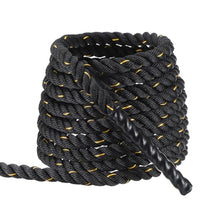 Load image into Gallery viewer, MECCANIXITY Battle Rope 50ft x 1 Inch Polyester Workout Rope Heavy Fitness Exercise Rope for Strength Training Home Gym Muscle Building, Black Yellow
