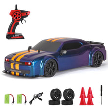 Load image into Gallery viewer, RC Drift Car, 1:14 4WD 30KM/H High Speed RC Racing Car, 2.4GHz Remote Control, LED Lights, 2 Batteries, Race &amp; Drift Tires for Kids &amp; Adults (Blue)
