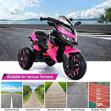 Load image into Gallery viewer, 3-Wheel Ride-On Toy Motorbike with Lighting Wheels, Music Player (Connect with Phone) and Hand Drive (Pink)
