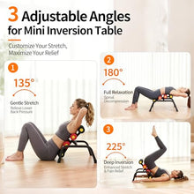Load image into Gallery viewer, Lerpio Mini Inversion Table with Rollers, Back Extension Machine for Back Pain Relief, Easy to Assemble &amp; 297LBS Weight Capacity, Spinal Decompression Table for Home Gym (Red)
