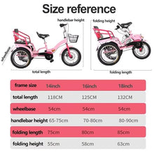 Load image into Gallery viewer, Folding Tricycle, Rickshaw trikes with Pedals,3 Wheels Bicycle with Back seat, Cruiser Bike for Hanging Out, Dual Brakes,
