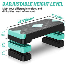 Load image into Gallery viewer, GYMMAGE Aerobic Exercise Stepper - Adjustable Workout Platform, 26.5" Step Deck with 4" 6" 8" Height Risers, Women's Home Gym Cardio Fitness
