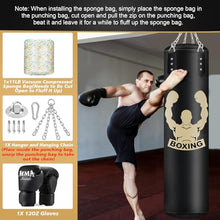 Load image into Gallery viewer, Filled Punching Bag for Adults, 4FT PU Leather Hanging Bag with 11lb Sponge Filler, Come with 12OZ Gloves, Heavy Bag Boxing Equipment for Training Karate Kickboxing Home Gym
