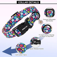 Load image into Gallery viewer, ARING PET Girl Dog Collar, Cute Spring Summer Blue Daisy Floral Pet Collars for Puppy Small Medium Large Female Girly Dogs-M, for Daily Outdoor Walking Training

