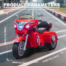 Load image into Gallery viewer, 12V Electric Motorcycle for Kids Ages 3-8, 2 Seats Ride-On Motorbike with 3 Wheels
