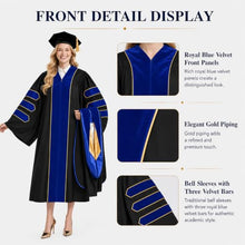 Load image into Gallery viewer, HX Graday Royal Blue Doctoral Graduation Gown Set with Tam and Hood, PhD Cap and Gown Regalia
