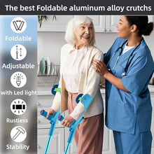 Load image into Gallery viewer, YOKABOZE Forearm Crutches for Adults Foldable Knee Patients Mobility aids for Children and Seniors (Blue Pro)
