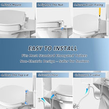 Load image into Gallery viewer, Raised Bidet Toilet Seat Elongated 18.5" – Soft Close, Dual Self-Cleaning Nozzles, Quick Release &amp; Connect, Sturdy PP, Won't Loosen, Ideal for Seniors, Elderly &amp; Limited Mobility, White
