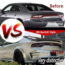 Load image into Gallery viewer, STSEV01 Rear Wickerbill Spoiler Wing Fit for Dodge Charger 2011-2023 Accessories SE/SXT/SRT/GT/RT/Daytona/Scat Pack, Carbon Fiber Look Hellcat Style Spoiler + Smoked Wicker Bill Exterior
