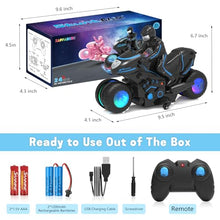 Load image into Gallery viewer, RC Motorcycle, Remote Control Motorcycle with RGB Wheels Lights - 360-degree Rotations

