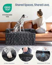 Load image into Gallery viewer, blunique Calming Extra Large Dog Bed for Couch, 45 x 37 inch Removable Couch Cover for Dogs Washable, Non-Slip Fluffy Plush Dog Sofa Mat for Furniture Protector - Dark Grey

