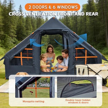 Load image into Gallery viewer, Inflatable Tents for Camping, 4-6 Person Easy Blow Up Tent with Hand Pump,4 Seasons Waterproof Air Inflatable Camping Tent,Hot Tent with Skylight and Stove Jack for Family Camping,Grey
