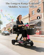 Load image into Gallery viewer, Ecomobi Light Weight Mobility Scooter for Seniors &amp; Adults, 12–30 Mile Range, Foldable Airline Approved Portable 4 Wheel Motorized Scooter with Removable Lithium Battery, 300 lb Capacity, MS02F Pink
