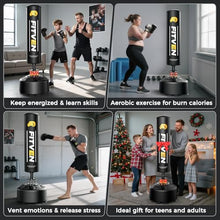 Load image into Gallery viewer, FITVEN Freestanding Punching Bag 70''-190lbs with Boxing Gloves Heavy Boxing Bag with Suction Cup Base - Men Stand Kickboxing Bag for Home Office
