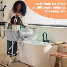 Load image into Gallery viewer, KITPLUS Portable Dog Bathtub, 5 Height Adjustable Dog Washing Station for Pet Shower and Grooming Foldable Bathing Tub with Storage &amp; Anti-Slip Design for Small Large Dogs Cats
