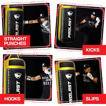 Load image into Gallery viewer, PROLAST 4 Ft 135 Lb XL Heavy Punching Boxing Bag for Adults, MMA, Martial Arts, Muay Thai, Kicking, Strength Training Equipment, Unfilled, New Edition Logo, Black and Yellow
