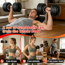 Load image into Gallery viewer, 25/55lb Adjustable Dumbbell Set of 2, 5-in-1/10-in-1 Free Weights with Anti-Slip Texture Handle for Exercise, Fitness Equipment Set for Home Gym Strength Training, Suits Both Men and Women (Black 55LBS Pair)
