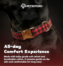 Load image into Gallery viewer, Personalized Polyester Dog Collar with Laser-Engraved Name and Phone Number, Plaid Pattern Theme Customizable Collar with Metal Quick Release Buckle for Small Medium Large Dogs
