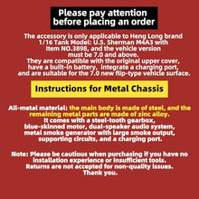 Load image into Gallery viewer, Heng Long Modified Ver. rc Tanks 1/16 U.S. M4A3 Sherman Tank Model HL 3898(Metal Chassis &amp; TK7.0 &amp; Short Gun&amp;2.4GHz)
