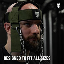 Load image into Gallery viewer, Gymreapers Neck Harness Weight Lifting - Neck Trainer Workout Equipment - Heavy Duty Stainless Steel Chain, Adjustable Neoprene Head Strap, Exercise Equipment for Strength &amp; Pain Relief
