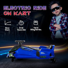 Load image into Gallery viewer, 12V Electric Go Kart, 5 MPH Drifting Car, Battery Powered Ride on Toy Outdoor with Slow Start, Blue
