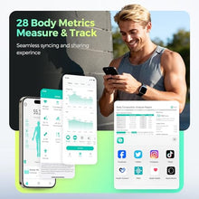 Load image into Gallery viewer, RunStar Smart Scale for Body Weight, 8 Electrodes High Precision Digital Bathroom Scale with Set Functions Handle, Body Composition Scale for 28 Metrics 400lbs, Blue-Black
