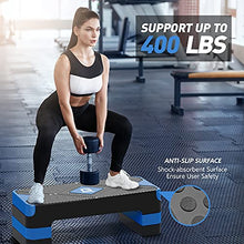 Load image into Gallery viewer, GYMMAGE Aerobic Exercise Step, Adjustable Aerobic Stepper for Exercise, Workout Step Platform for Step Up, 26.5" Step Deck with 4” 6” 8” Adjustable Height Risers, Women Home Gym Cardio Fitness
