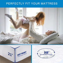 Load image into Gallery viewer, Queen Size Quilted Fitted Waterproof Mattress Pad, Premium Hollow Material Filling Mattress Protector, Breathable, Quiet, Cooling, Machine-Washable Mattress Cover with 21” Deep Pocket
