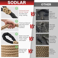 Load image into Gallery viewer, Climbing Rope Gym Workout - 10FT Heavy Duty Jute Thick Ropes for Adults Strength Training Outdoor Tree Swing Indoor Home Fitness Exercise - 1.5 Inch
