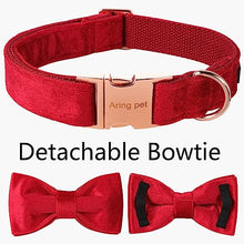 Load image into Gallery viewer, ARING PET Bowtie Dog Collar,Velvet Dog Collars with Removable Bowtie, Christmas Adorable Dog Collar, X-Small.
