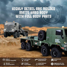 Load image into Gallery viewer, HOBBYPLUS Helidirect 1/18 RC Crawler CR18P Terranaut 8x8 RC Truck Remote Control Car w Full-Lock 8WD RTR Active All-Wheel Steering, 2-Speed Transmission, Recovery Winch, LED Lights (Green)

