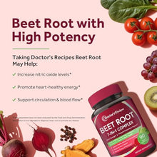 Load image into Gallery viewer, Doctor's Recipes Beet Root Capsules, Beet Root Extract with Grape Seed, CoQ10, Turmeric, Black Pepper for Enhanced Absorption, Supports Heart, Circulation, Energy &amp; Nitric Oxide, Non-GMO, 90 Veg Caps
